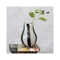Hello Honey® 7.75" Black & White Striped Glass Vase