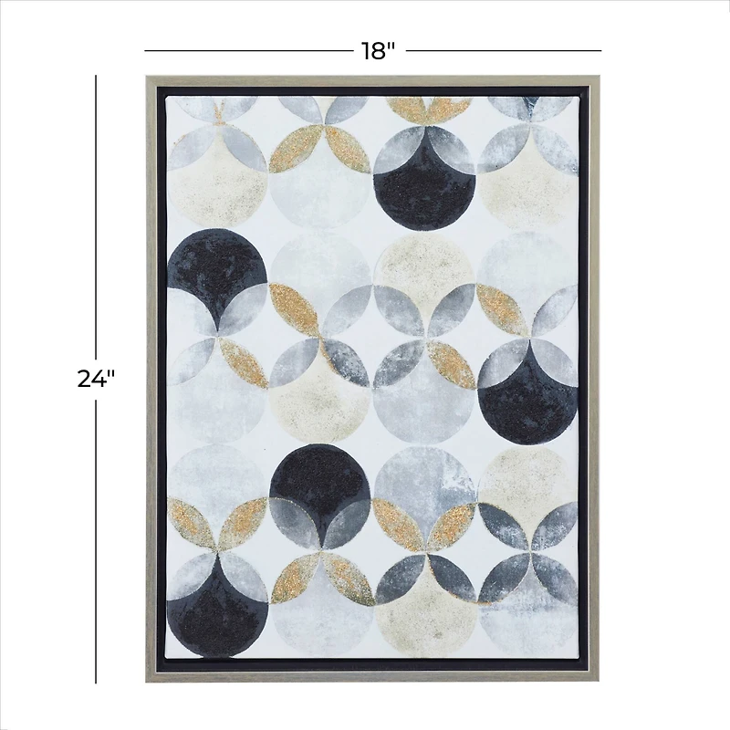 The Novogratz Gray Polystone Modern Framed Wall Art, 24" x 18" x 2"