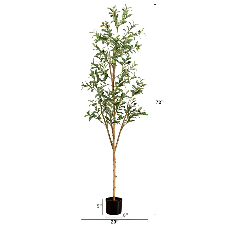 6ft. Potted Artificial Olive Tree with Natural Trunk