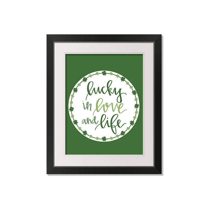 Luck Love Life Clover 16" x 20" Black Framed Print Under Plexiglass