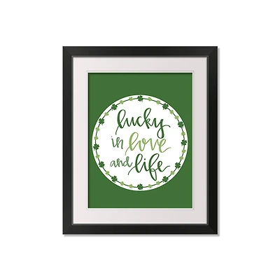 Luck Love Life Clover 16" x 20" Black Framed Print Under Plexiglass