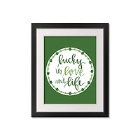 Luck Love Life Clover 16" x 20" Black Framed Print Under Plexiglass
