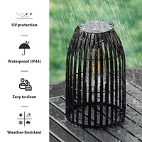 Glitzhome® 9.75" Metal Woven Solar Powered Hanging Lantern