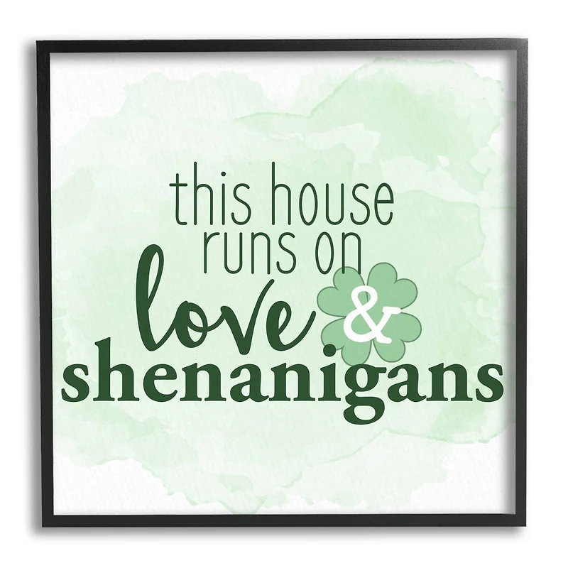 Stupell Industries Love & Shenanigans Family Shamrock Phrase Framed Giclee Art