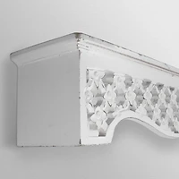 30" Whitewashed Hand-Carved Medallion Floating Wall Shelf