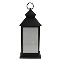 12" Black LED Lantern with Warm White Flickering Light