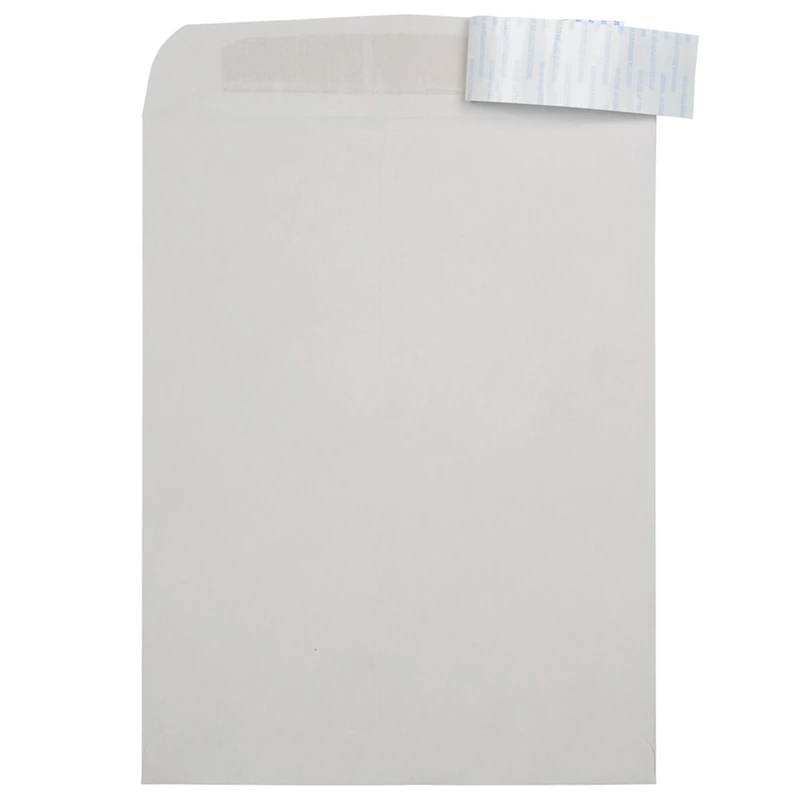 JAM Paper 10" x 13" Light Gray Kraft Peel & Seal Envelopes