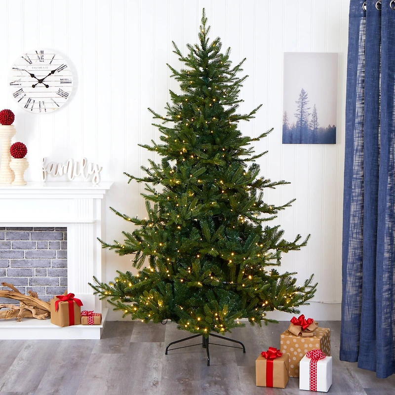 7ft. Pre-Lit Swedish Fir Artificial Christmas Tree with Warm White LED Lights