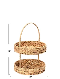 Household Essentials 15" Water Hyacinth 2-Tier Tray