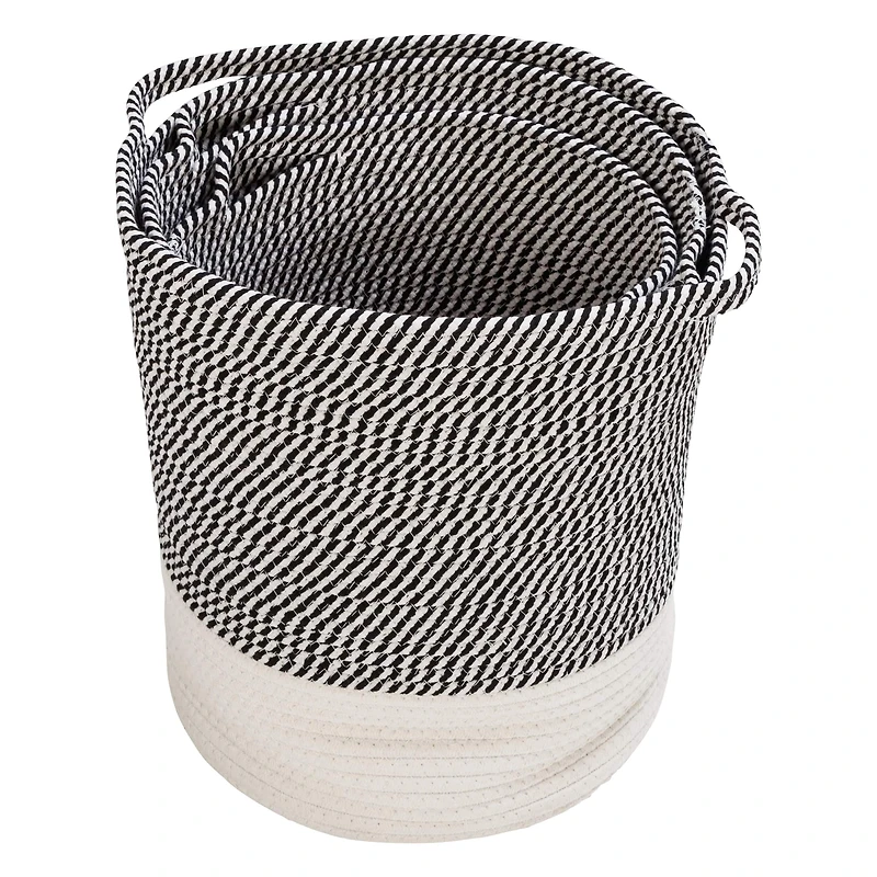 Honey Can Do Gray & White Two-Tone Cotton Rope Basket Set
