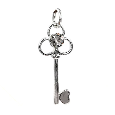 Charmalong™ Silver Plated Crystal Key Charm by Bead Landing™