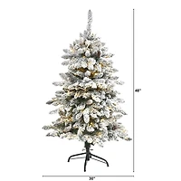 4ft. Pre-Lit Flocked Livingston Fir Pinecones Artificial Christmas Tree with Clear Warm LED Lights