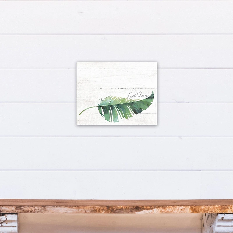 Green Gather Leaf 11" x 14" Canvas Wall Art