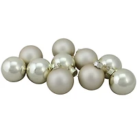 10ct. 1.75" Champagne Gold Shiny and Matte Glass Christmas Ball Ornaments