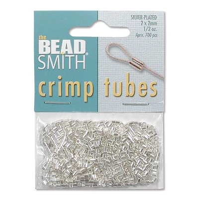 The Beadsmith® 2mm Silver-Plated Crimp Tubes