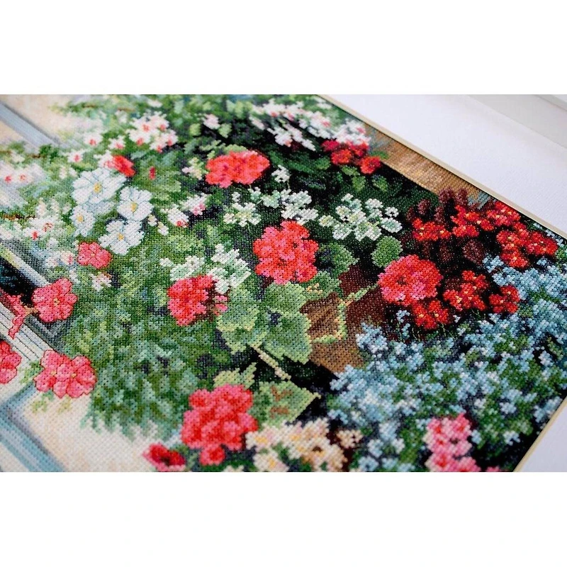 Luca-s Terrace With Flowers Counted Cross Stitch Kit