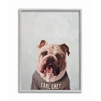 Stupell Industries English Bulldog in Earl Grey Tea Shirt Wall Art in Gray Frame