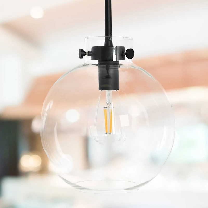 Hello Honey® Robert Stevenson Lighting Marson 15" Clear Glass & Matte Black Metal Ceiling Light