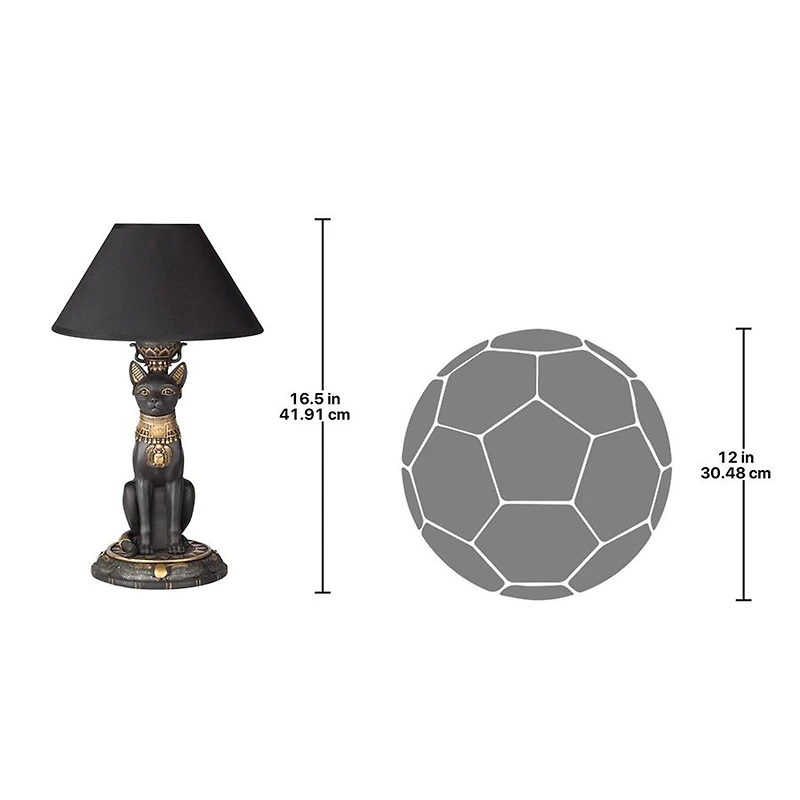 Design Toscano 16.5" Royal Cat Goddess Bastet Sculptural Table Lamp, 2ct.