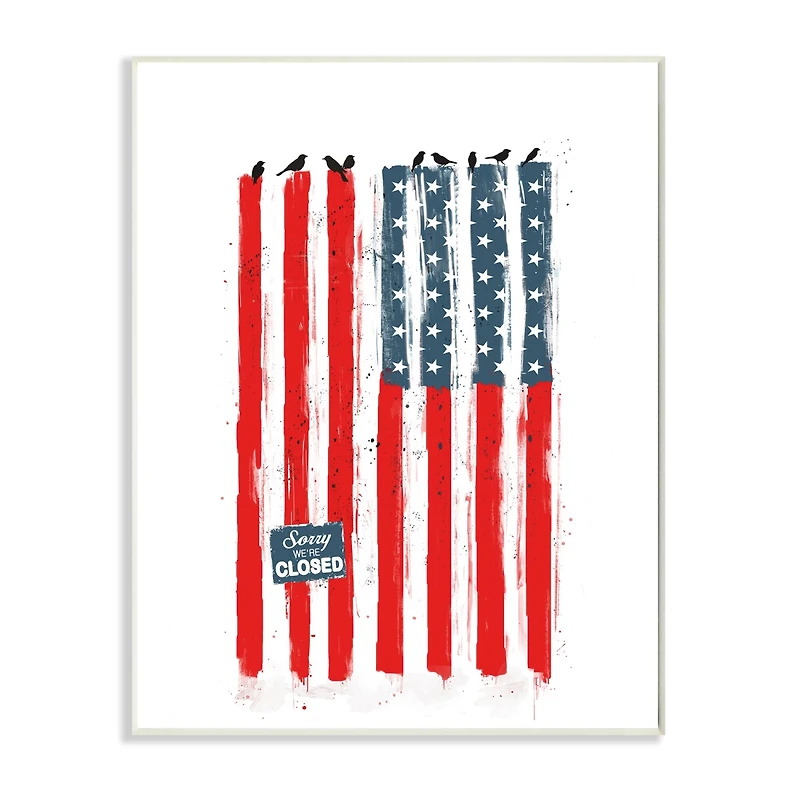 Stupell Industries American Flag Birds on Wall Political Statement Wall Plaque Art