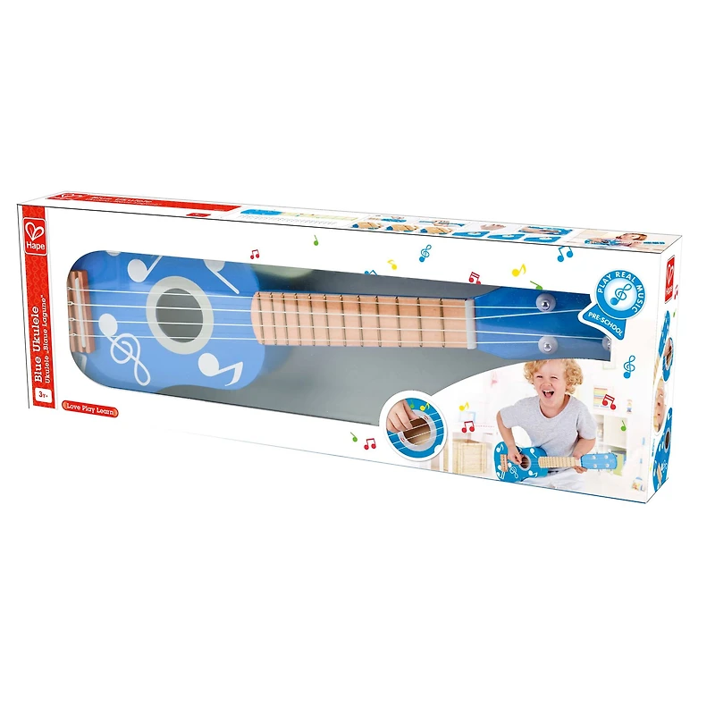 Hape 21" Blue Dot Kid's Wooden Toy Ukulele