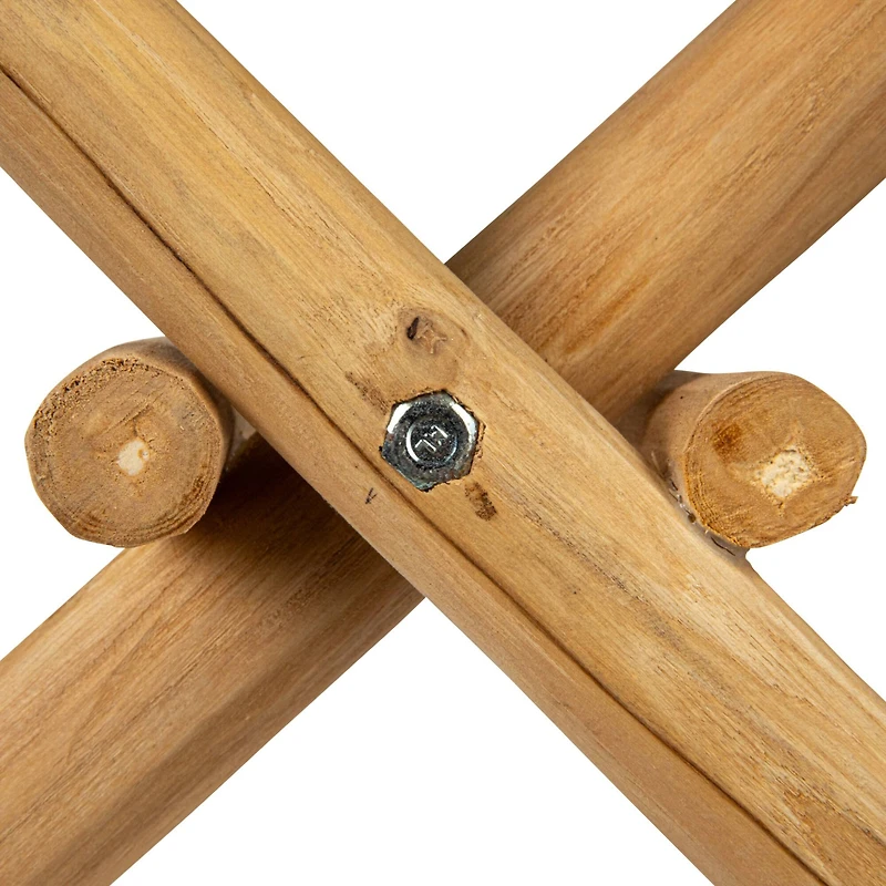 Hello Honey® Natural Teakwood and Goat Fur Folding Stool