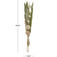 60" Green Dried Plant Assorted Bouquet Pampas Grass Natural Foliage with Palm Leaf Accents
