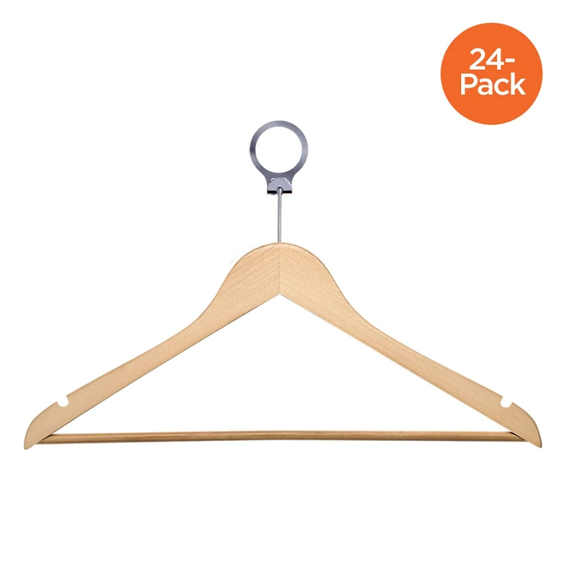 Honey Can Do Hotel Suit Maple Wood Hangers, 24ct.