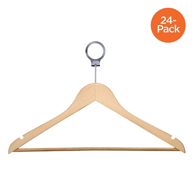 Honey Can Do Hotel Suit Maple Wood Hangers, 24ct.