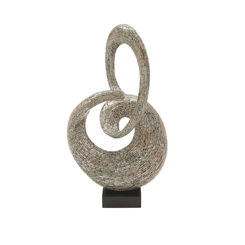 30" Gray Capiz Shell Abstract Sculpture