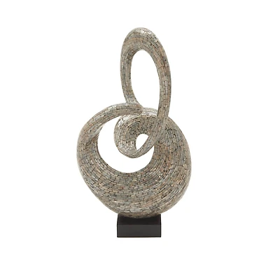 30" Gray Capiz Shell Abstract Sculpture