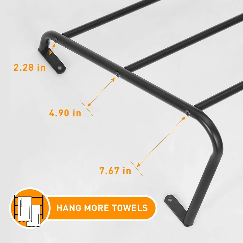 NEX™ 3-Tier Black Wall Mounted Towel Bar Rack