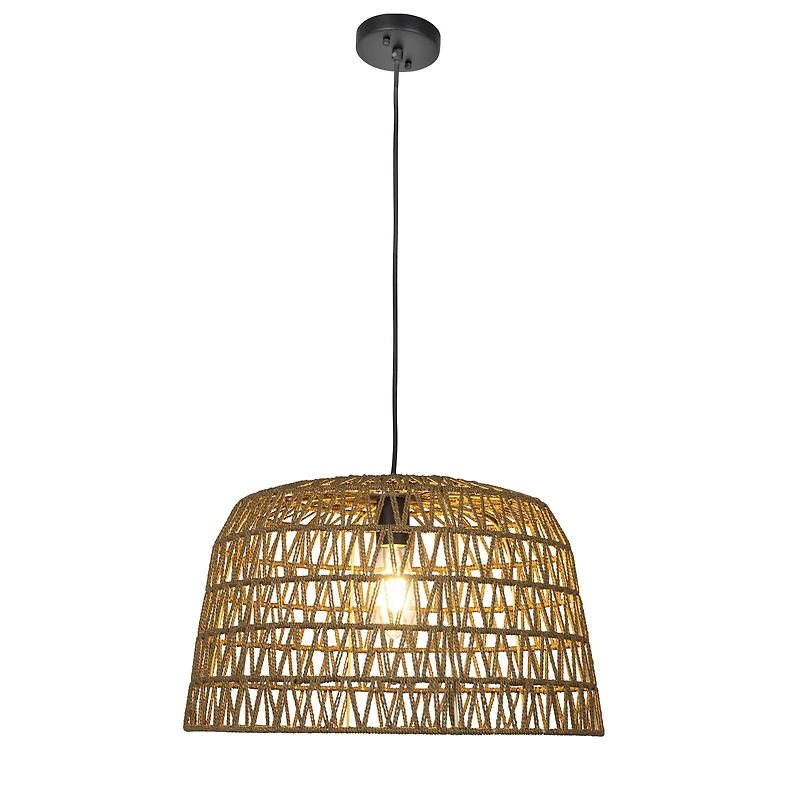 Hello Honey® 19.5" Boho Open Weave Metal and Paper Rope Ceiling Light