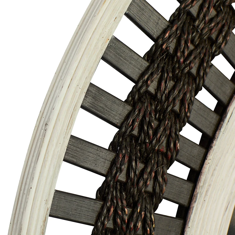 36" Brown Wood Contemporary Round Wall Mirror