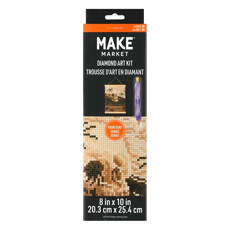 8" x 10" Spider Skull Diamond Art Kit with Magnetic Frame by Make Market®