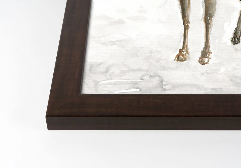 Winter Deer Walnut Framed Print Under Plexiglass