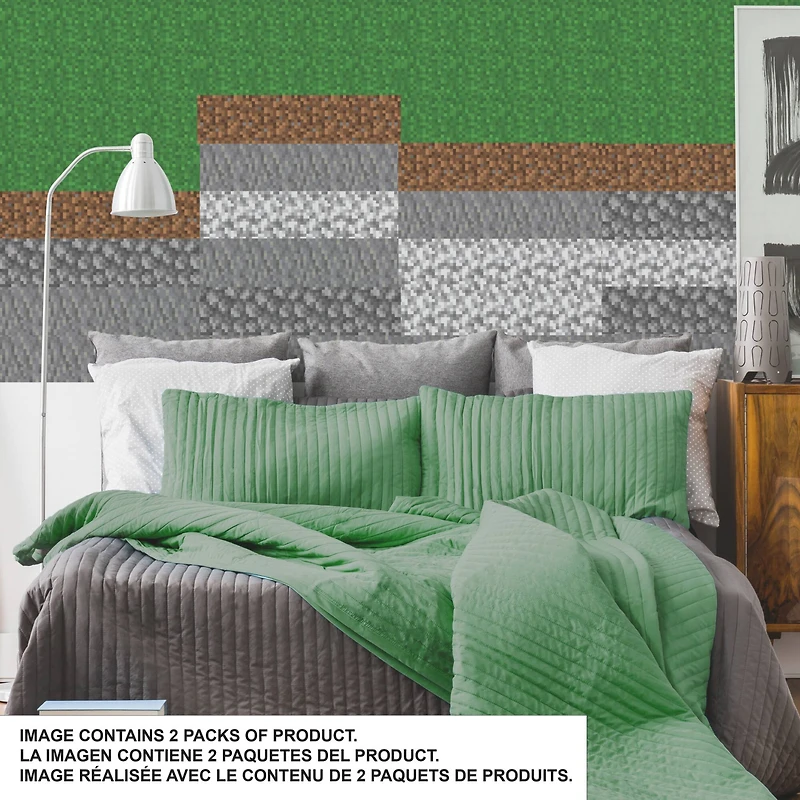 RoomMates Minecraft Block Strips Peel & Stick Wall Decal Set