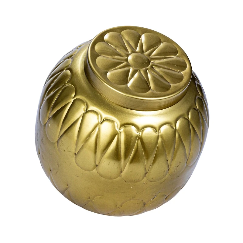 Hello Honey® 7.75" Golden Embossed Decorative Metal Container