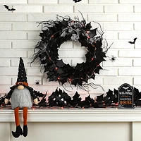 Glitzhome® Lighted Halloween Bat Garland & Wreath Set