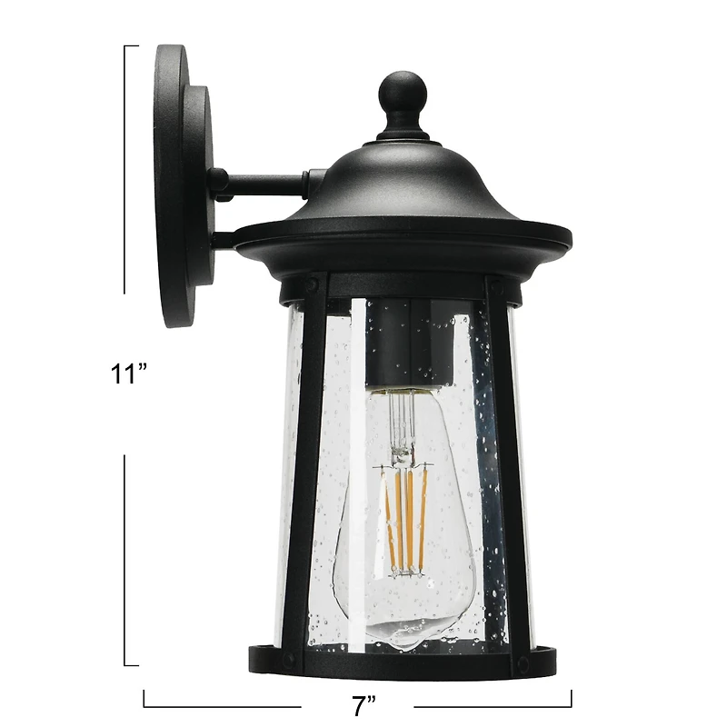 Hello Honey® Robert Stevenson Lighting Portside Matte Black Metal & Seedy Glass Outdoor Light