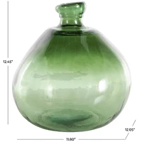 Green Recycled Glass Handmade Wide Ombre Spanish Bottle Vase