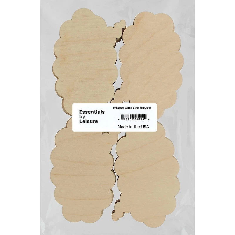 Essentials by Leisure Arts 24 Pack 3.75" x 2.5" Cloud Thought Bubble Flat Wood Shape