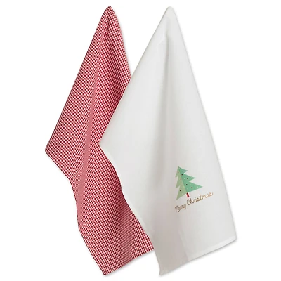 DII® Red Check & White Merry Christmas Dishtowel Set