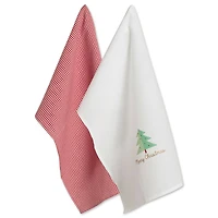 DII® Red Check & White Merry Christmas Dishtowel Set