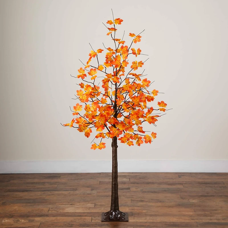 5ft. Pre-Lit Minimalist Autumn Maple Artificial Fall Tree with 96 Warm White LED Lights