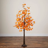 5ft. Pre-Lit Minimalist Autumn Maple Artificial Fall Tree with 96 Warm White LED Lights