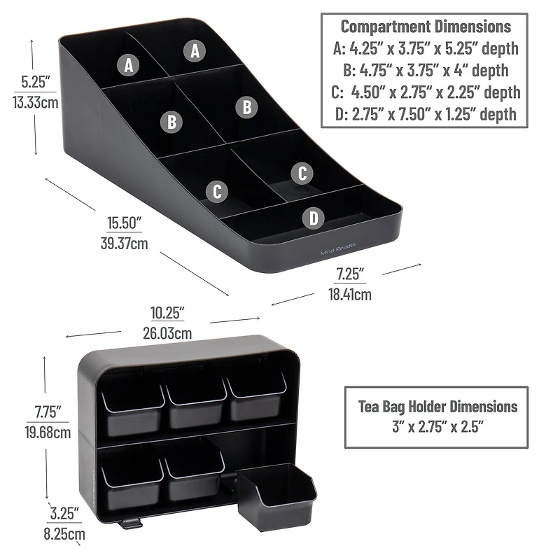 Mind Reader Anchor Collection Black Coffee and Tea Dispenser Set