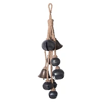 Hello Honey® Black Decorative Metal Bells in Various Shapes on Jute Rope Hanger