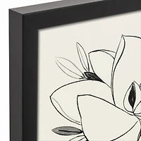 Simple Floral Magnolia Black Framed Canvas