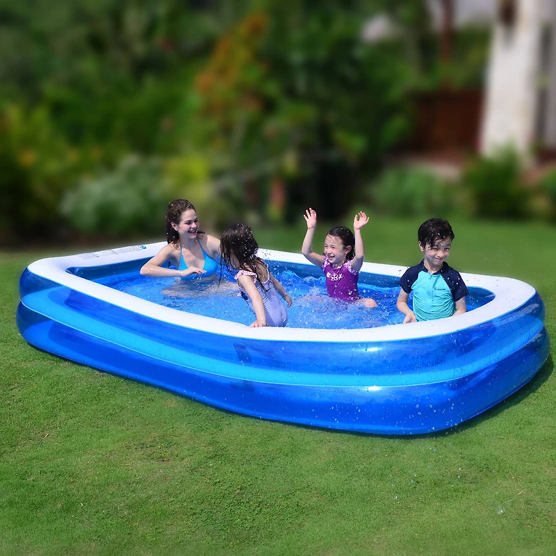 Pool Central® 10ft. Blue and White Inflatable Rectangular Swimming Pool